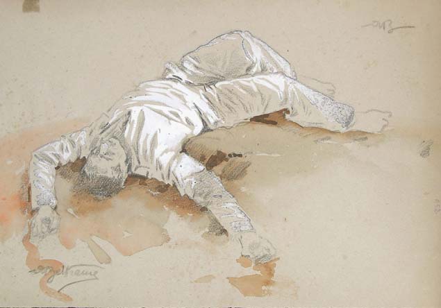 Achille Beltrame, lying figure